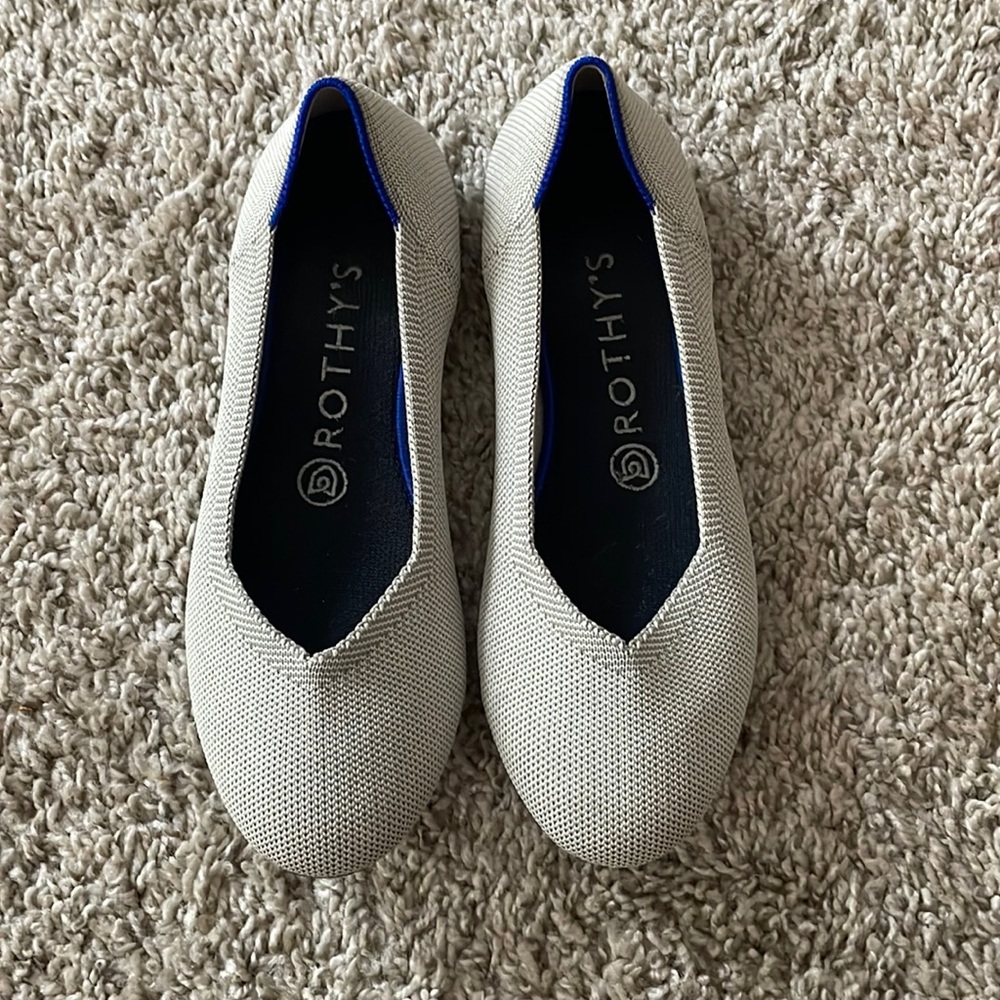 Rothy’s The Flat Round Toe Flats Flax Light Grey Size 7